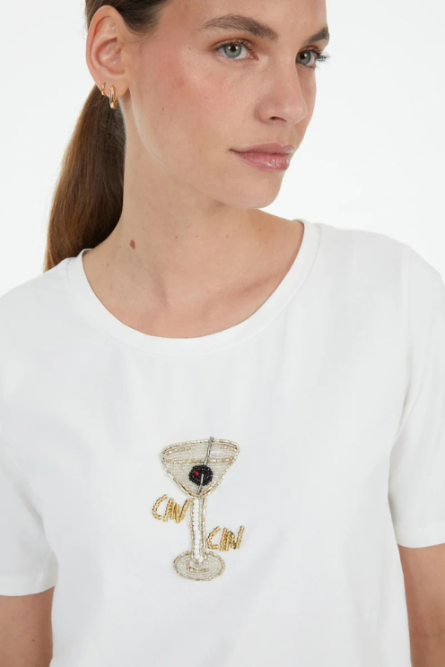 Martini Pearl Appliqué Tee