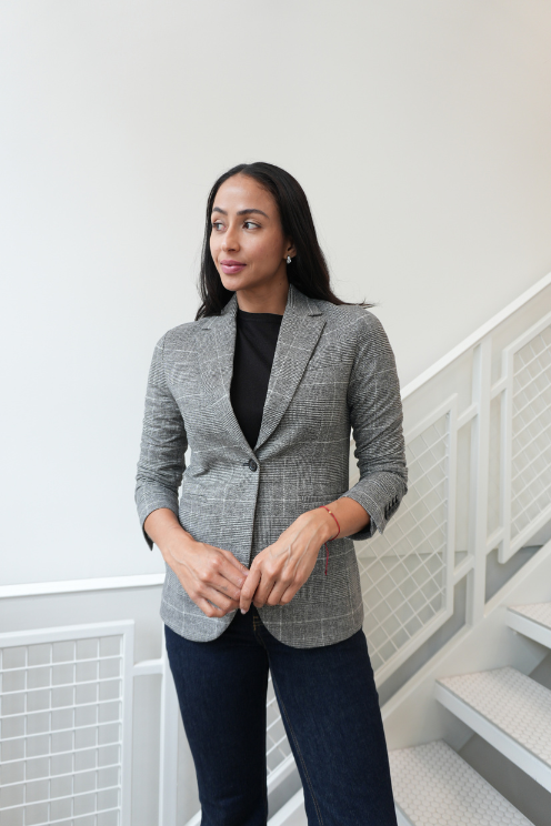 Circolo Stretch Cotton Blazer – Grey Check