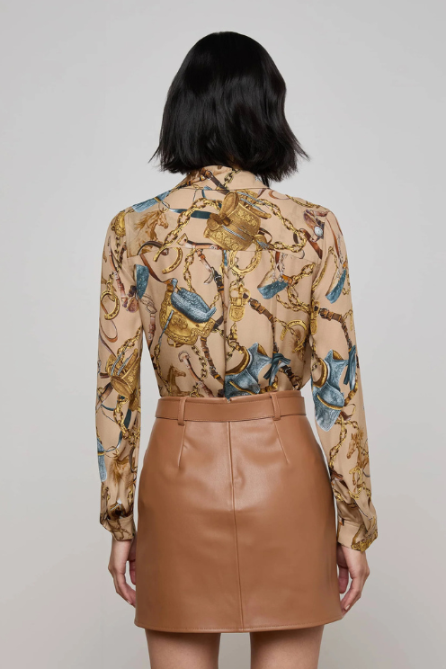 Nina Silk Blouse in Equestrian Saddle