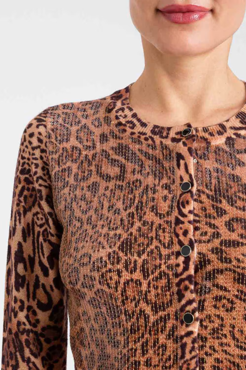 Leopard Sequin Cropped Cardi