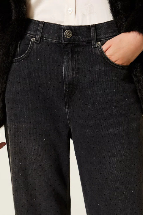 Black Rhinestone Jeans