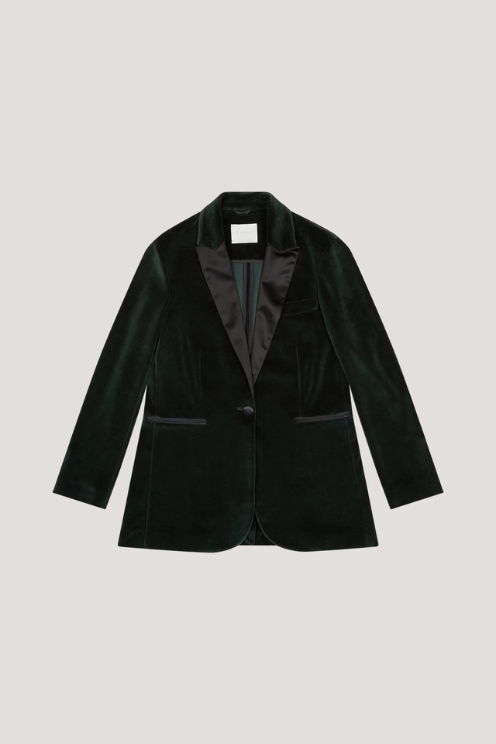 Emerald Velour Smoking Blazer