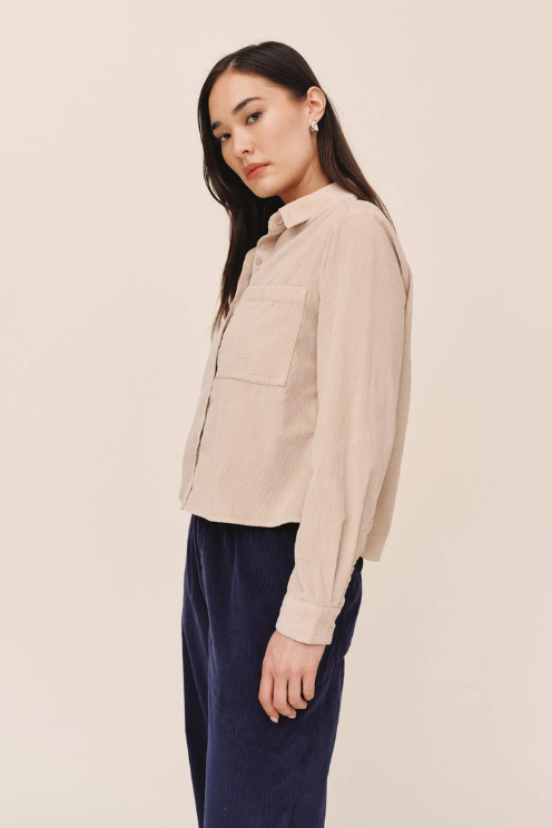 Long Sleeve Patch Pocket Work Shirt - Oat