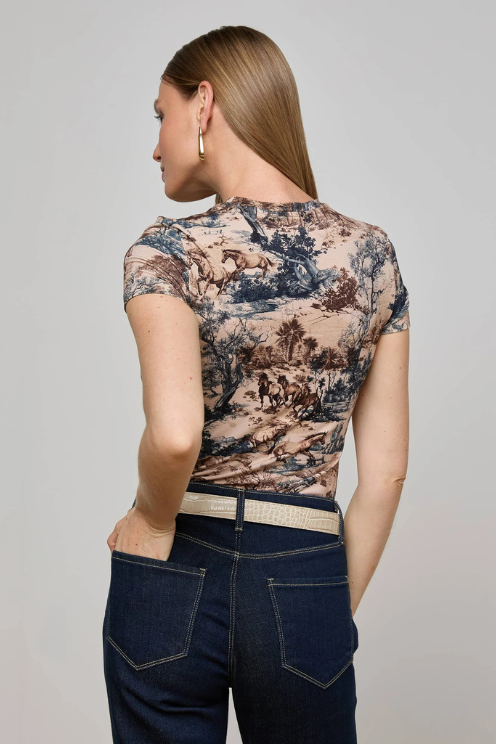 Ressi Fitted Tee in Tan Western Toile