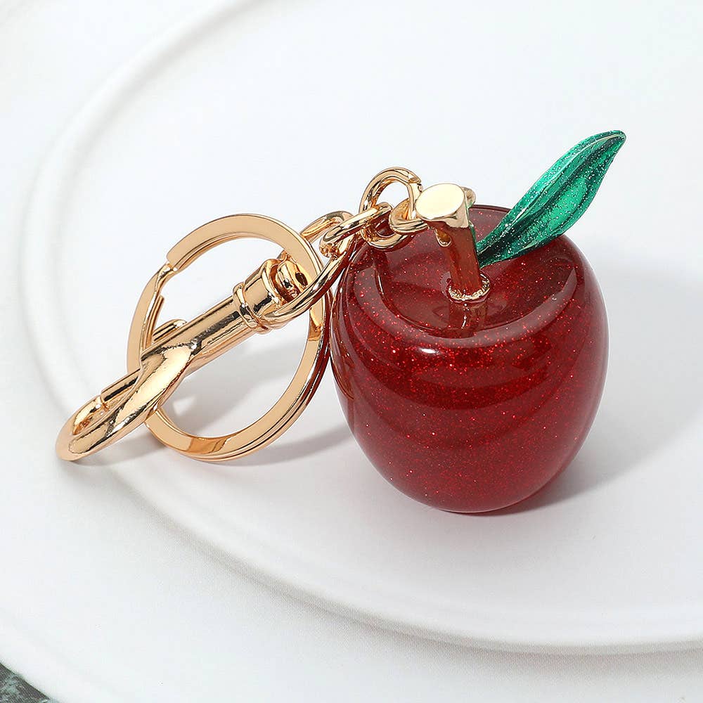 Glitter Apple Bag Charm