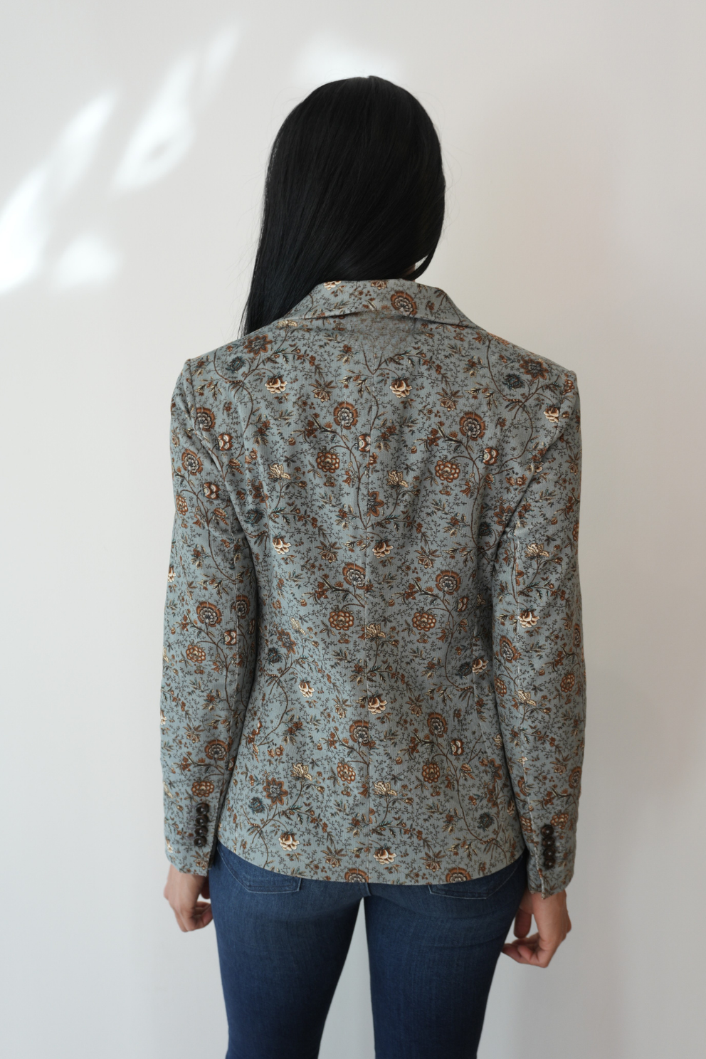 Floral Print Corduroy Blazer