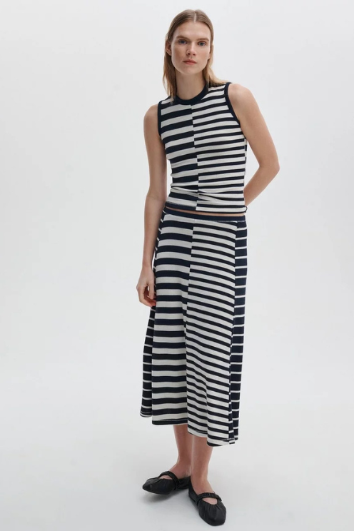 The Knit Mix Striped Skirt