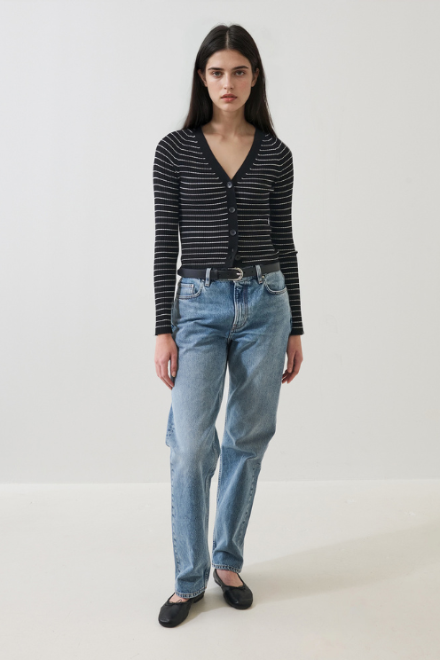 Fine Gauge Ribbed Cardigan