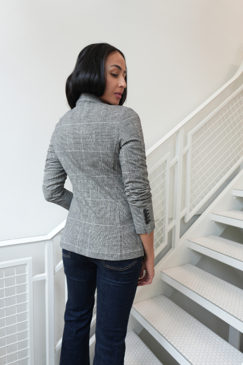 Circolo Stretch Cotton Blazer – Grey Check