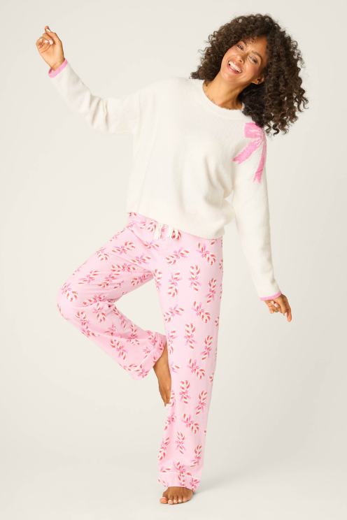 Sweeter Than Sugar Bow Print Snuggle Sweater
