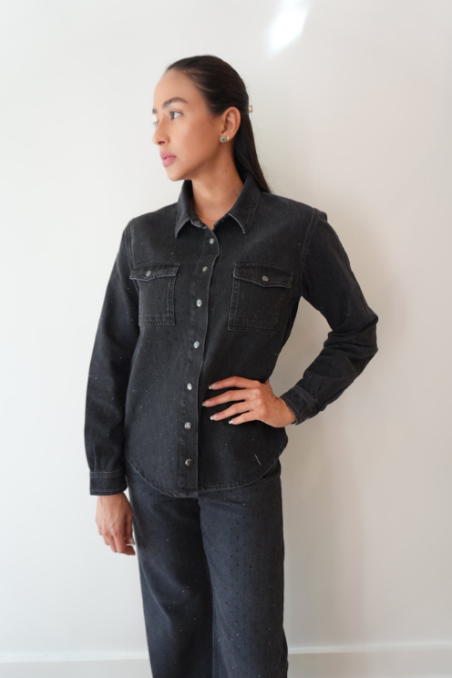 Rhinestone Denim Shirt