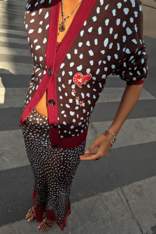 Embroidered Deer Print Cardigan