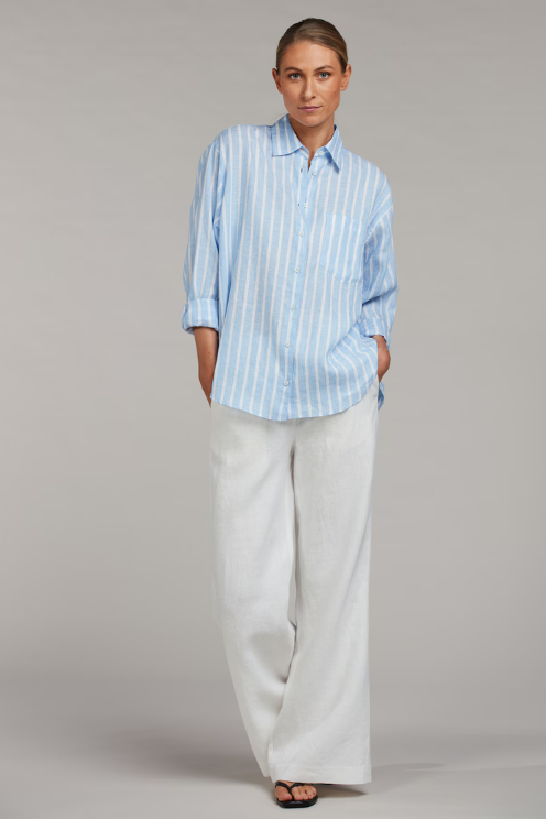 Jackie Blue Striped Linen Shirt