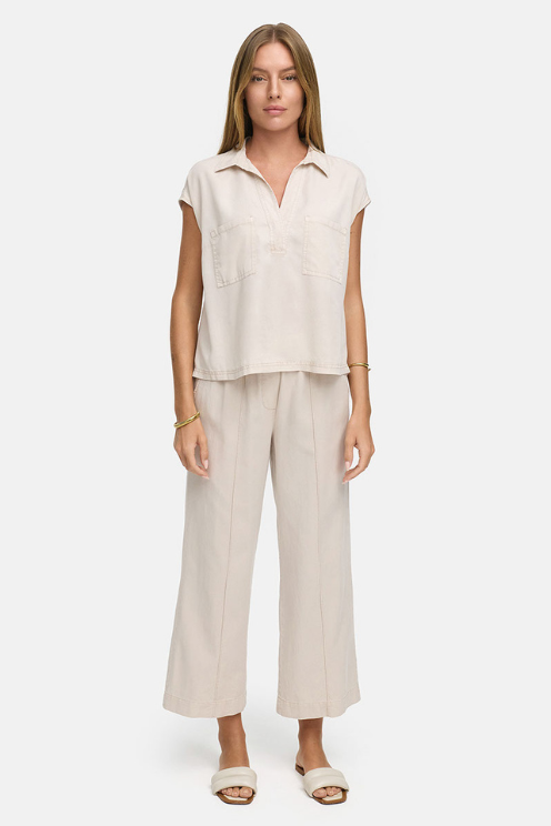 V-Neck Cap Sleeve Blouse