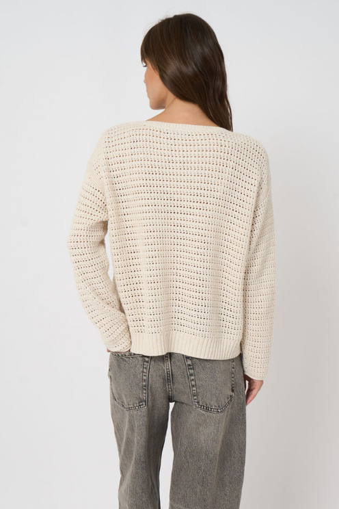 Cotton Pointelle Boat-neck Sweater