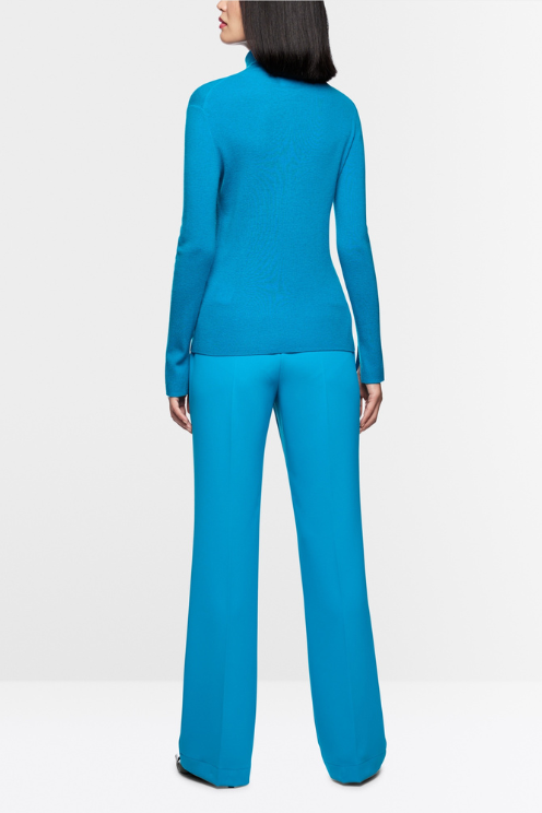 Mystic Blue Fitted Turtleneck Sweater