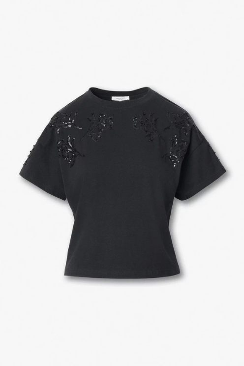 Kelly Boxy Beaded Floral Tee