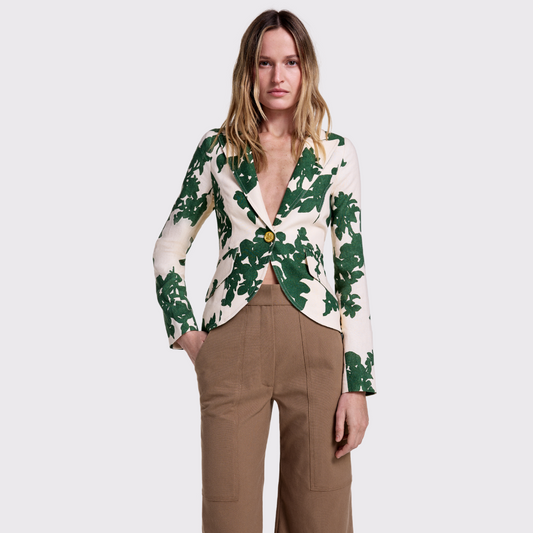 Floral One Button Blazer