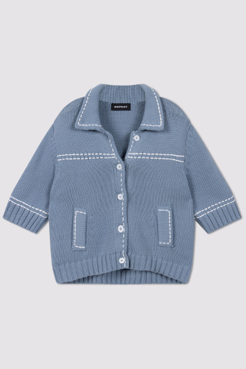 Chunky Knit Polo Cardi