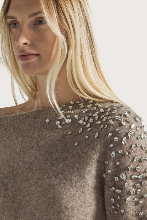 Beaded Wool-Alpaca Sweater