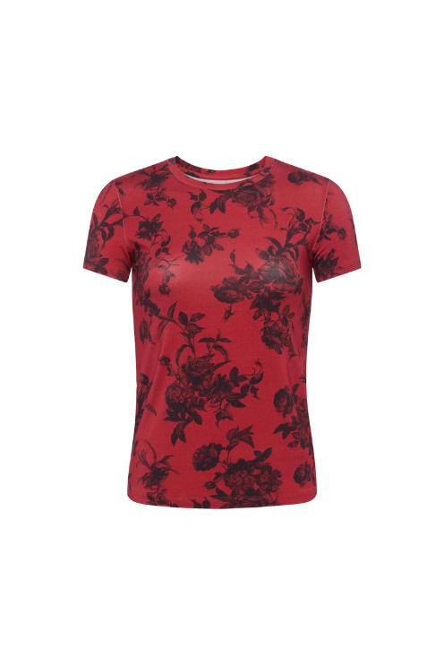Ressi Fitted Tee - Burgundy Painterly