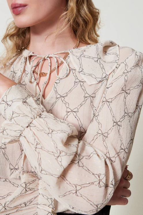 Creponne Blouse with Bow Print