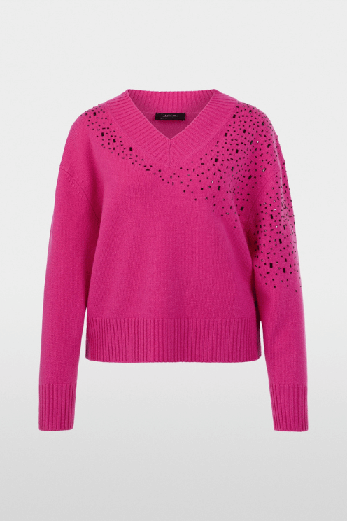 Relaxed Raspberry Rhinestone Sweater