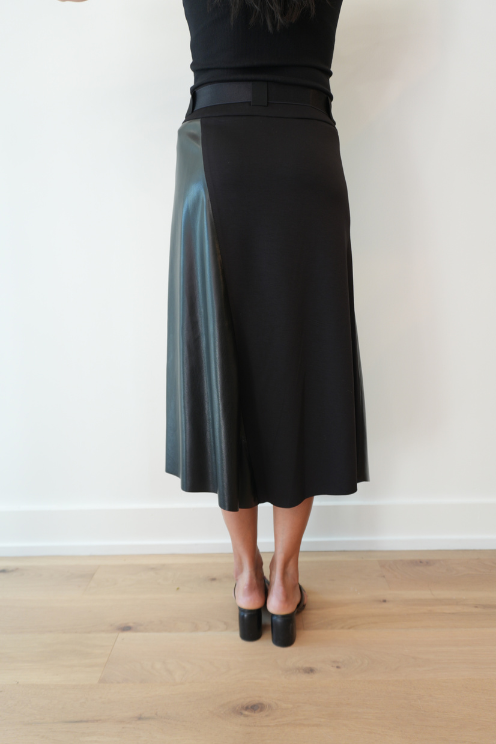 Faux Leather Midi Skirt