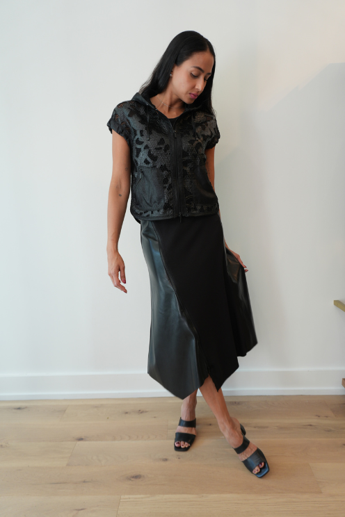 Faux Leather Midi Skirt
