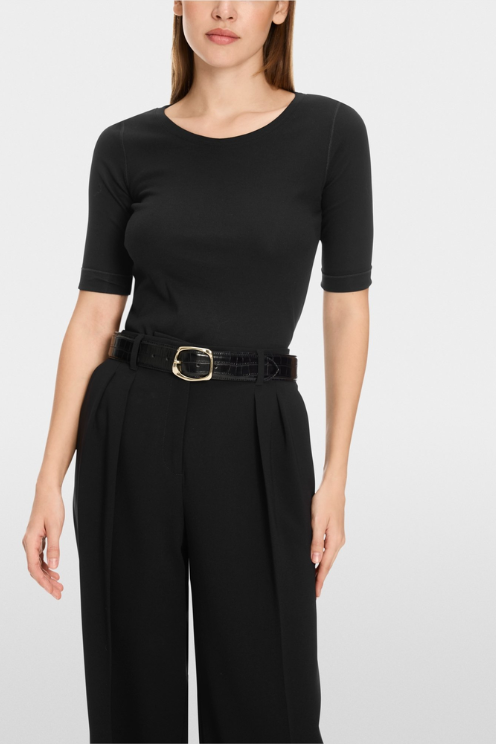 Round - Collar Shirt With Short Sleeves