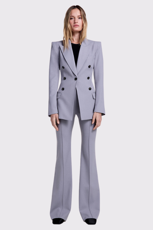 Pintuck Flare Pant in Dove Grey
