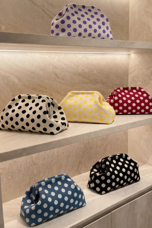 City Girl Pouch White Polka Dot