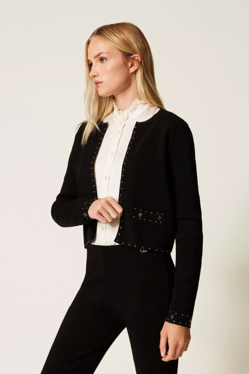 Knit Jacket with Rhinestones