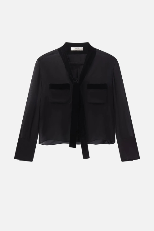 Velvet Trim Blouse