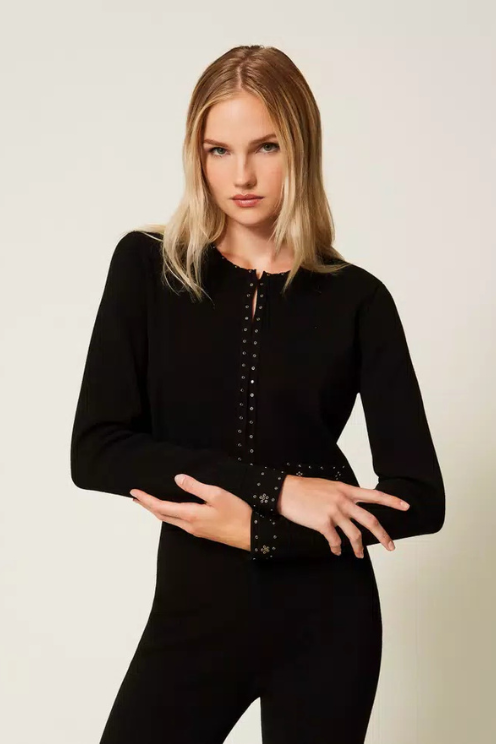 Knit Jacket with Rhinestones