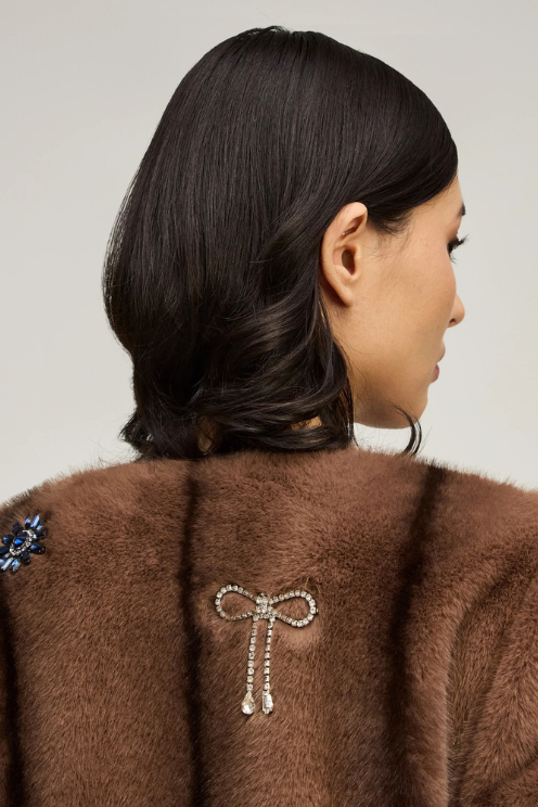 Jewel Clusters Faux Mink Benson Coat