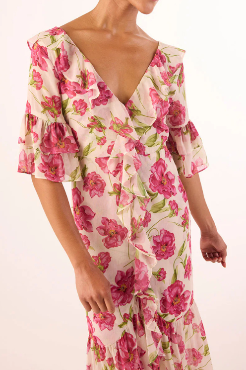 Madeline Dress - Fuchsia Blooms