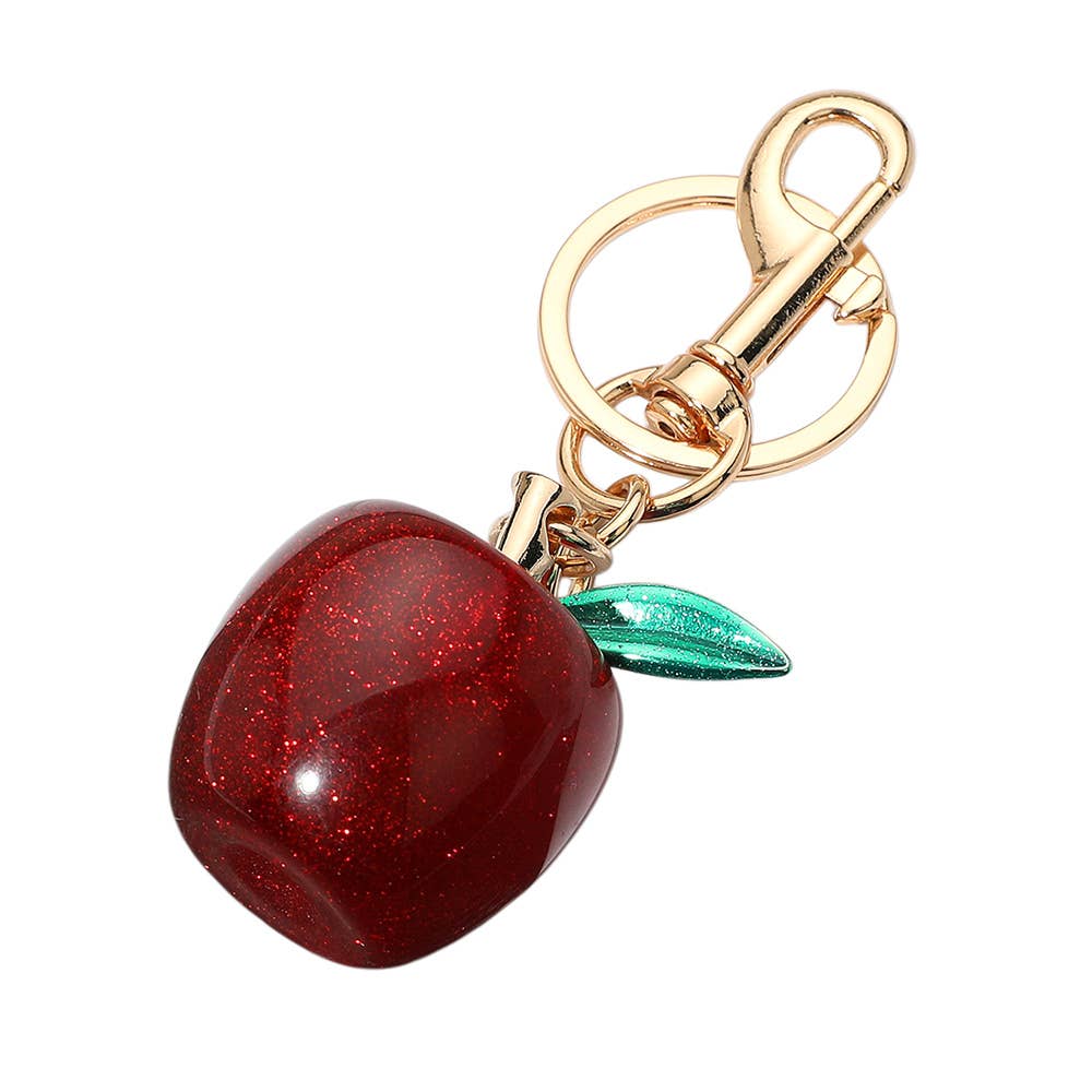 Glitter Apple Bag Charm