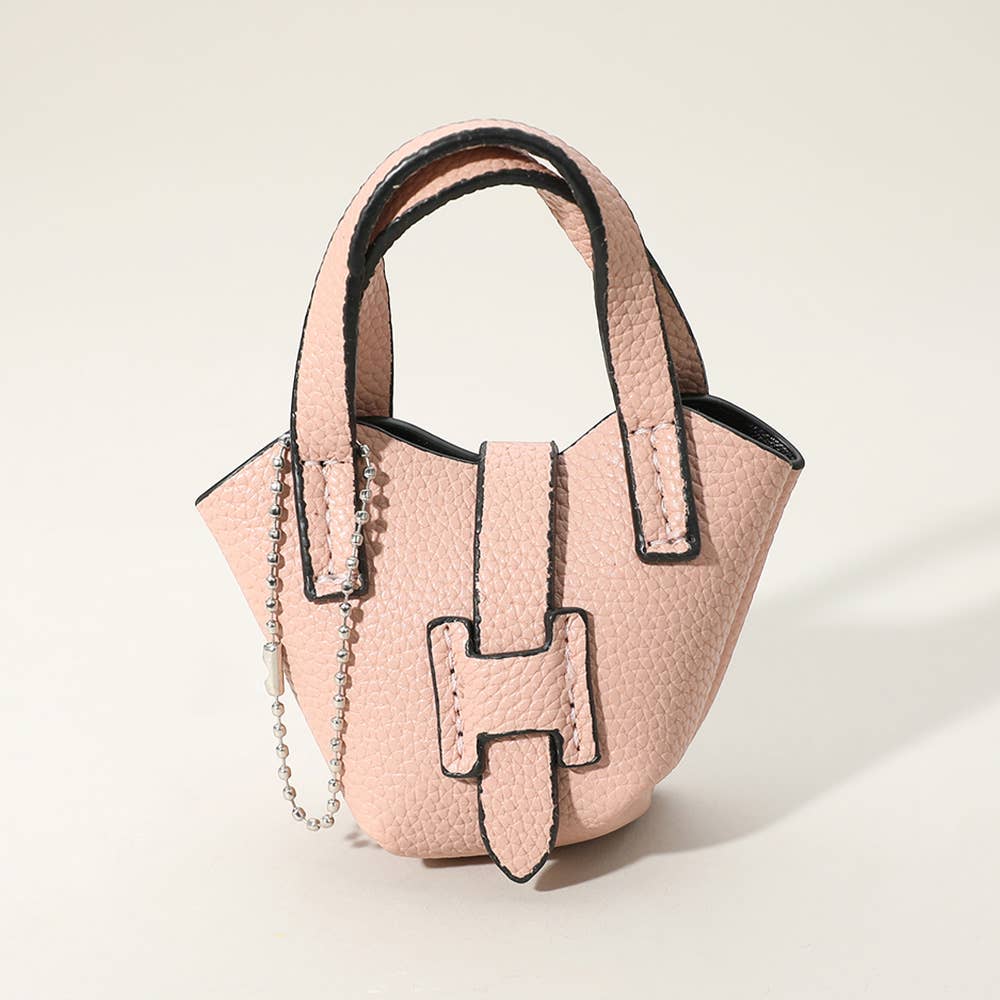 Faux Leather Stylish Mini Purse Bag Charm in Pink