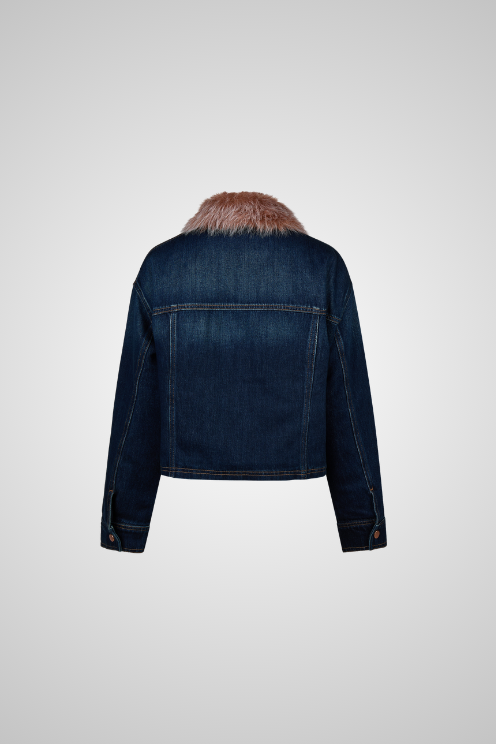 Faux Fur Collar Denim Jacket