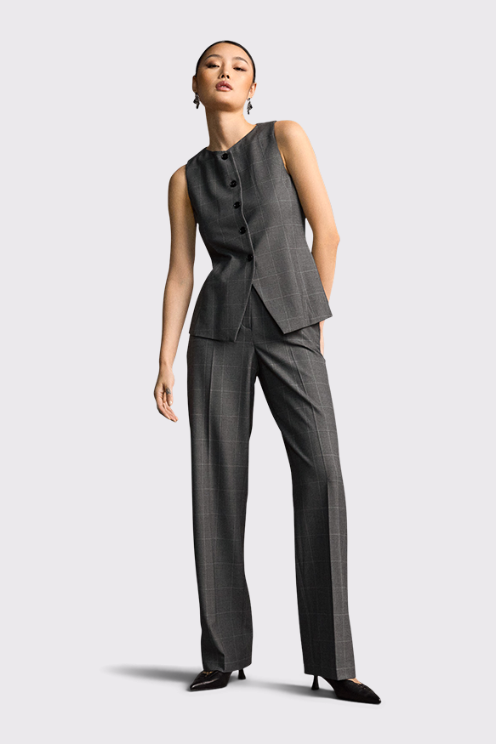 Check Patterned Wide Fit Pants