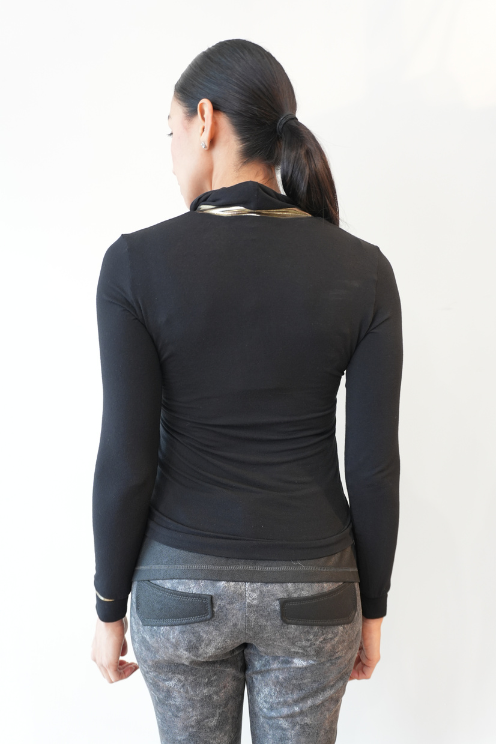 Gold-Detail Turtleneck Top