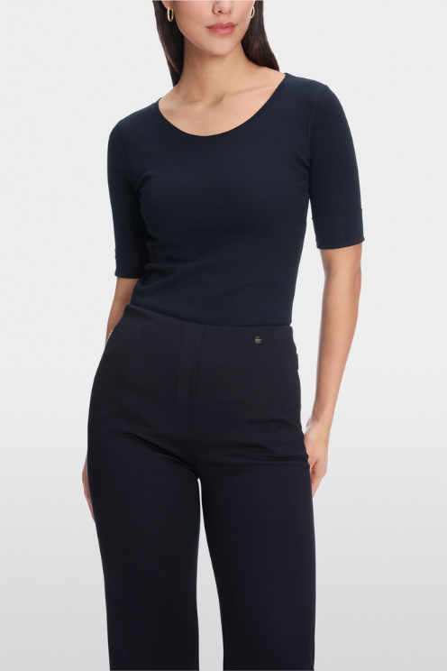 Round - Collar Shirt With Short Sleeves