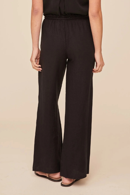 Ruffle Waist Wide Leg Pant