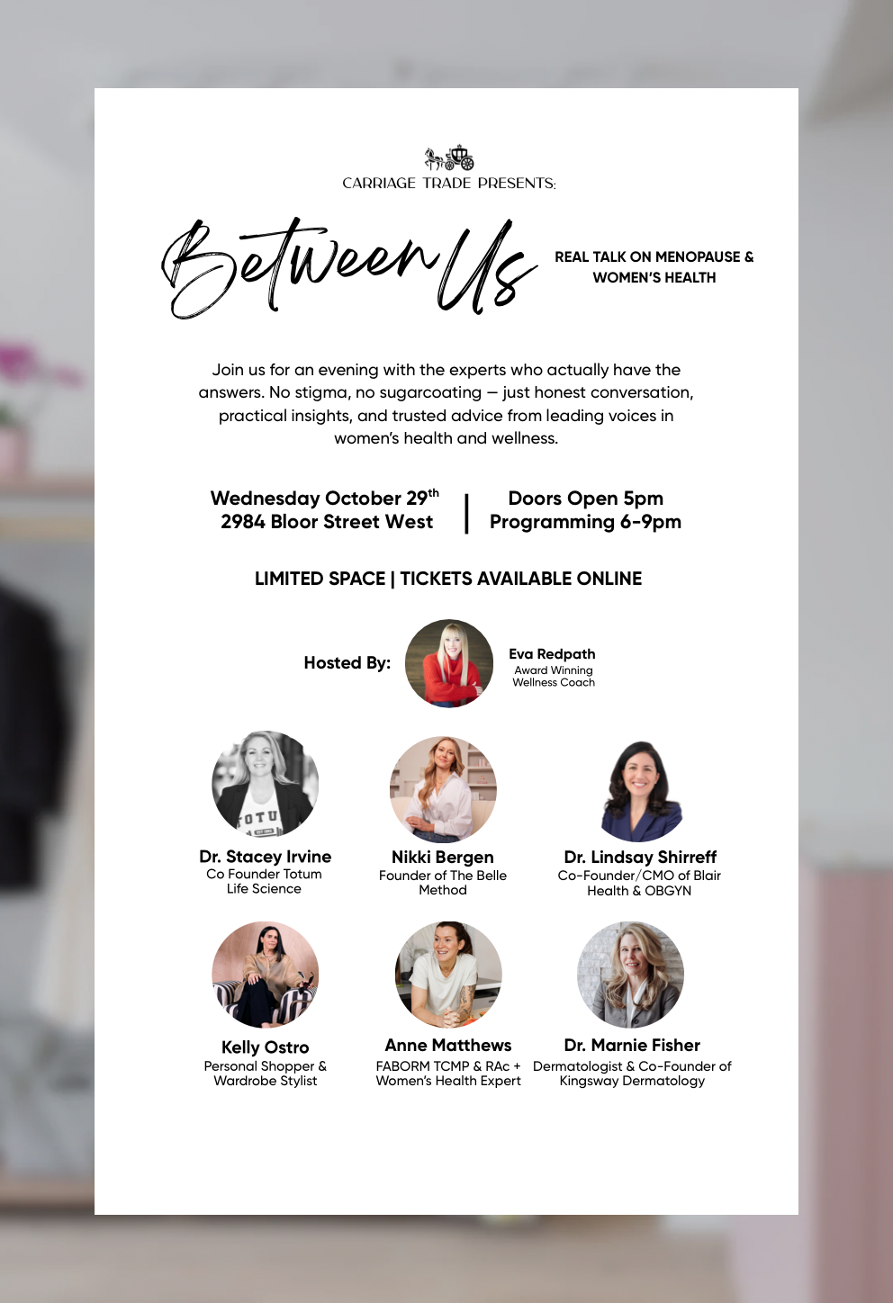 Carriage Trade Presents Between Us: Real Talk on Menopause & Women's Wellness Event