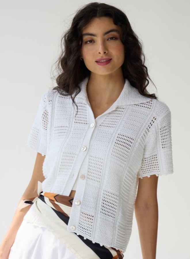 Button Up Patchwork Stitch Shirt