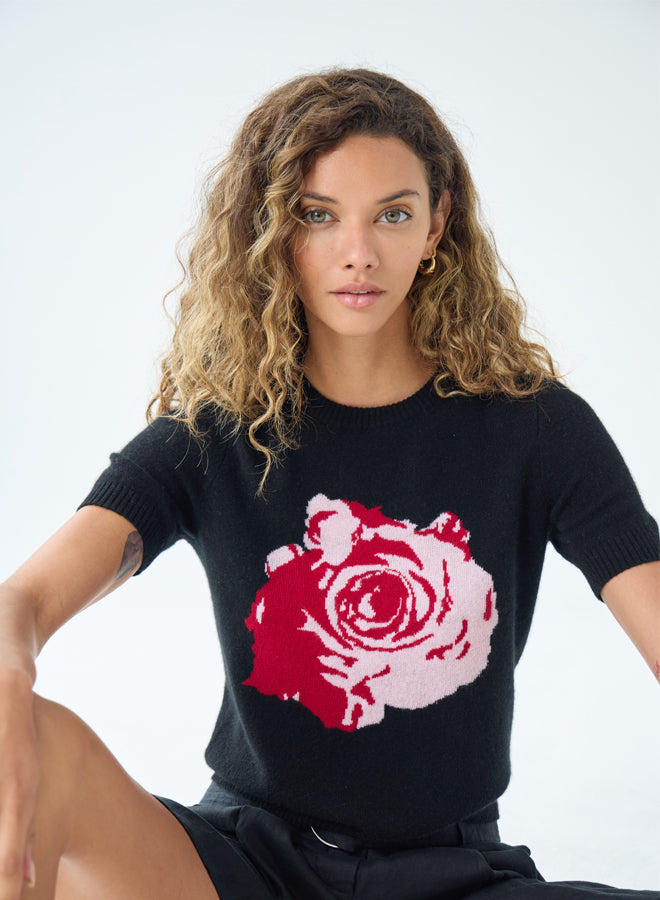 Cropped S/S Rose Crew