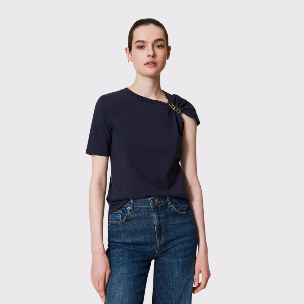 Twinset T-shirt with Oval T Chain in Navy