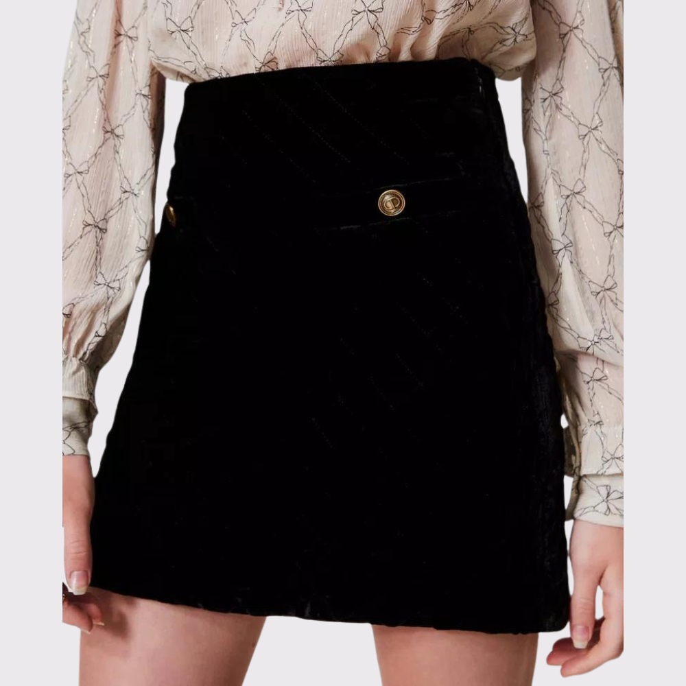 Quilted Velour Skirt