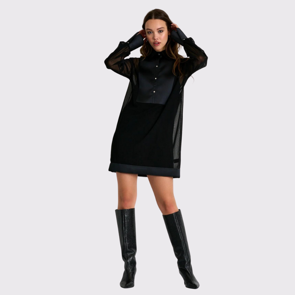 Shan Chic Mesh Shirt Dress